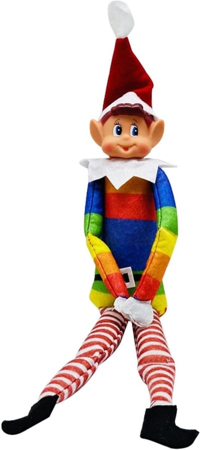 Allecto Plus - Grappige en speelse kerstelfen poppen Elfie en Elvie voor kerstspeelgoed Xmas-Big3-Rainbow