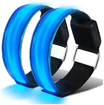 longziming -Oplaadbare LED-armband 2 Stuks – Verstelbare Knipperende Band – Veiligheidsarmband Geschikt – Helder Licht – Duurzaam – Waterbestendig – Comfortabel Draagbaar – Blauw