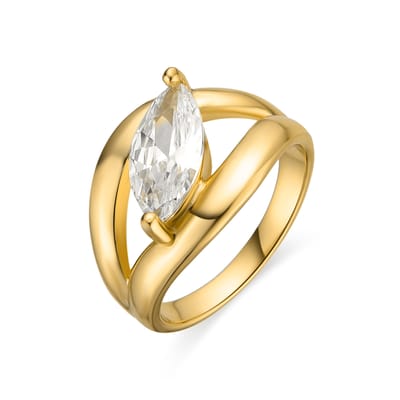 Luxenter Ring van 925 sterlingzilver met schitterende zirkonia en 18-karaats goud afwerking - Nathon