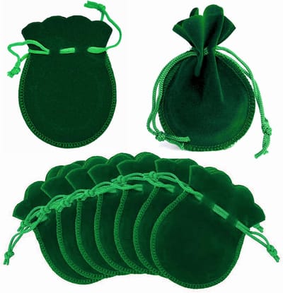 20 stuks fluwelen zakjes, kleine sieradenzakjes, fluwelen zakjes met trekkoord, cadeautasje, doe-het-zelf snoepzakjes, cadeauzakjes voor bruiloft, cadeau, sieraden, Kerstmis (groen, 12 x 9)