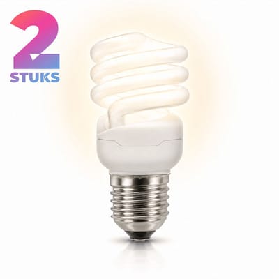 2x Spiraal Spaarlamp E27 - 24W - Warm Wit Licht (2700K) - 1615 lm - 8 jaar - Niet Dimbaar - Bespaar op energiekosten