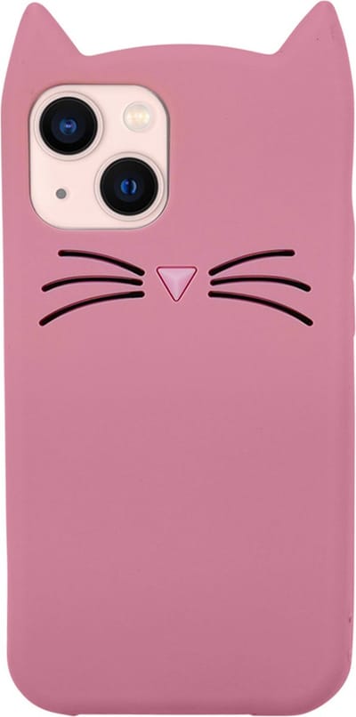 Peachy Schattige kat siliconen hoesje geschikt voor iPhone 14 - roze