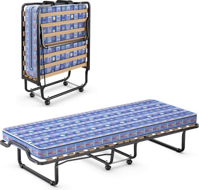 Vouwbed - Opklapbed - Logeerbed - Zetelbed - Veldbed - Kampeerbed - Logeermatras - 1 persoons - Metalen frame