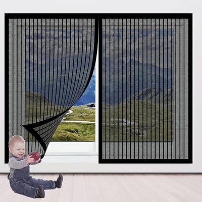 Magnetisch Deurhor - Insectenhor Raam - Frisse Lucht - Handsfree Autosluiting - 63x75 cm - Zwart