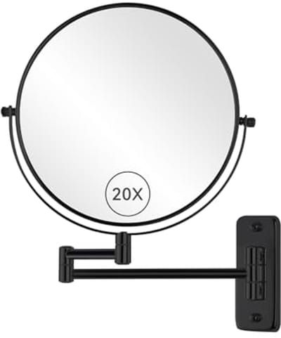 Dubbelzijdige 20x Vergrotende Make-upspiegel met Wandmontage en 360° Draaibaar
