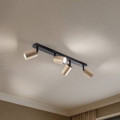 SIGMA Plafondspot Zoom, 4-lamps, zwart/goud