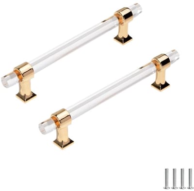 Dailygoods- Kast Handgrepen Modern - 2 Stuks - Acryl/Zinklegering - Afstand 192mm - Lengte 235mm - Vingerafdrukvrij - Meubelknoppen