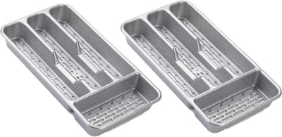Plasticforte Bestekbak - 4-vaks - grijs - 33 x 18 x 4 cm - bestekhouders