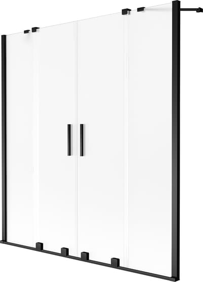 Mexen Velar Duo badwand scherm 2-delig schuifbaar 140 x 150 , mat, zwart - 896-140-000-32-70