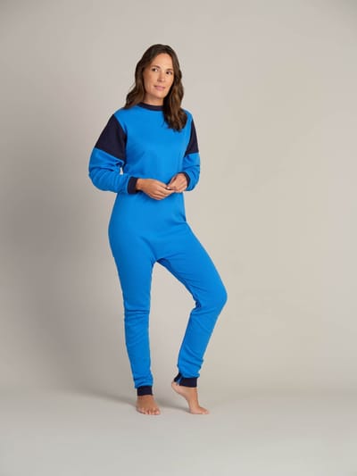 Plukpak voor volwassenen | Rugritssluiting  | Rits in het kruis | Hansop | Blauw| S