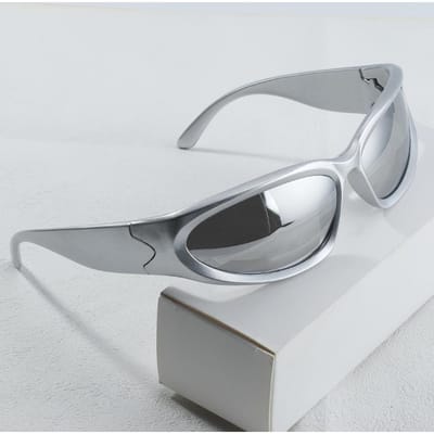Y2K Stijl Onregelmatig Montuur Zilvergrijze Bril voor Concerten Feesten Trendy Modeaccessoire Cadeau gray