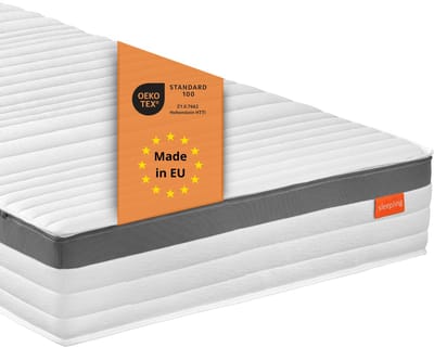 sleepling Premium 1000 pocketveringmatras - matras 100x200 cm - hardheid H2 - hoogte 23 cm - matras met pocketveren en premium koudschuimlaag - 7 zones matras - Made in EU - 100 x 200 x 23 cm - wit