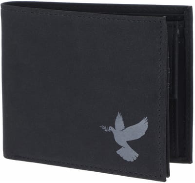 oxmox portemonnee New Cryptan RFID Protect Querscheinbörse Freedom Pigeon Print Grey Black zwart