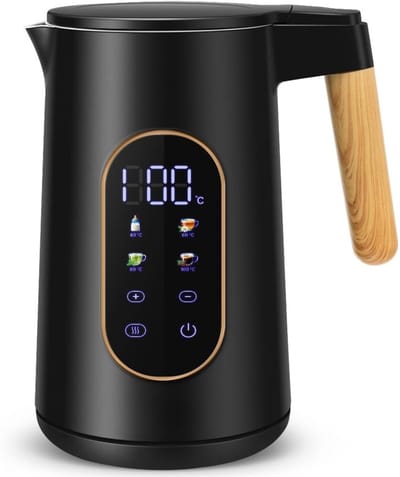 TIM® Waterkoker met Temperatuurregeling - Waterkoker - Zwart - 20cm x 20cm x 16cm