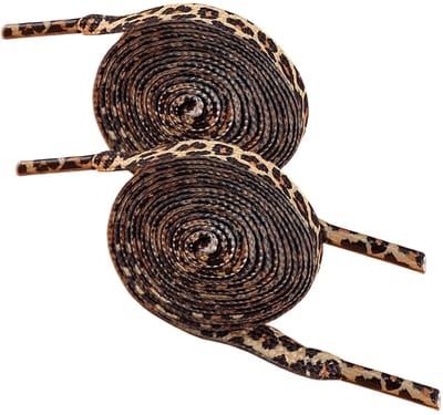 Dailygoods - 2 paar platte veters met luipaardpatroon, scheurvaste vervangende veters, beige, luipaardpatroon, voor loopschoenen, sportschoenen voor dames en heren
