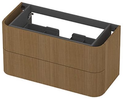 INK - Afgeronde Onderkast Fineer 2 Laden Softclose met Gefreesd Front Tbv Grepen - 1000x450x520 Mm - Light Veneer