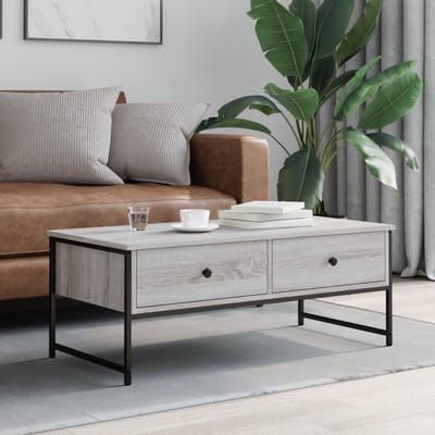 vidaXL - Salontafel - 101x49x39,5 - cm - bewerkt - hout - grijs - sonoma - eikenkleur
