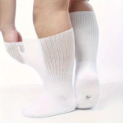 Extra Brede Comfortabele Sokken S-M voor Gezwollen Voeten – Zachte Rekbare Diabetes Sokken met Antislip, Therapeutische Sok, Senior Sokken voor Heren en Dames