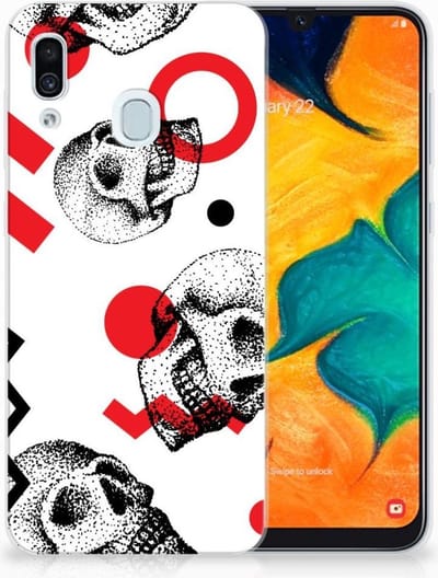Silicone Back Case Samsung Galaxy A30 Skull Red