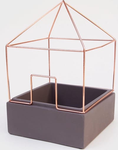 Suck Uk Bloempot Huisvorm 14 X 22 Cm Beton/koper Grijs/koper