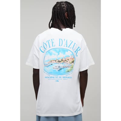 Oversized Heren Script Ovaal Print T-shirt | White | Size XS