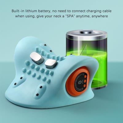 Elektrische Nekmassager Puls Nekstrekker Cervicale Tractie Ontspanning Warmte Cervicaal Kussen Massage Schouder Wervelkolomcorrectie gray