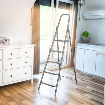 Inklapbare Staptrap van Staal met 3 Treden - Antislip en Opbergvak - Veilige Huishoudladder
