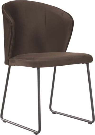 Soof&Tess - Set van 6 - Amalfi Eetkamerstoel - Bruin- Fluweel - Velvet - Industrieel - Met armleuning - Easy Clean Stoffen - Hoge Kwaliteit