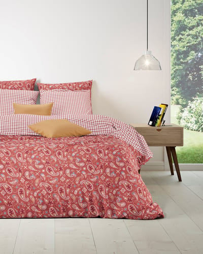 Mistral Home - DEKBEDOVERTREK - katoen renforcé - 140 x 200 cm + 65 x 65 cm - eenpersoons - dessin - rood