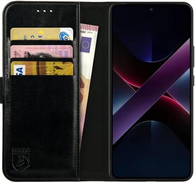 Rosso Element Geschikt voor Xiaomi Poco X7 | Wallet Book Case | Portemonnee Hoesje | 3 Pasjes | Magneetsluiting | Stand Functie | Zwart