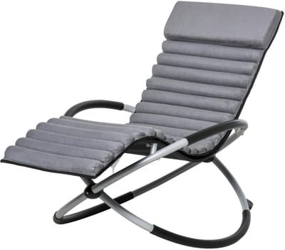 Ergonomische 2-in-1 Schommelstoel - Opklapbare Ligstoel - Ligbed - Tuinstoel - Strandstoel - Campingligstoel - tot 120 kg - Zonnebed - Relaxstoel voor Tuin, Terras, Zwembad & Balkon - Donkergrijs