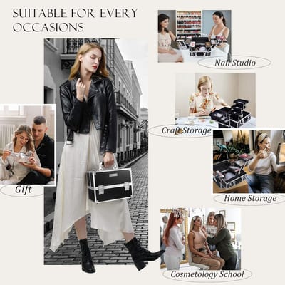 Inklapbare Make-up Koffer met Spiegel en Organizer - Ideaal voor Reizen