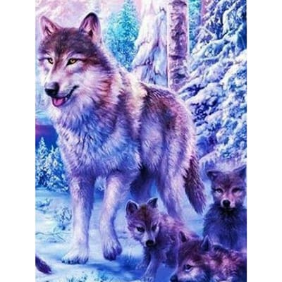 Doe-het-zelf Diamantschilderij Wolf Borduurwerk Diamant Dier Kruissteek 20X30CM blue