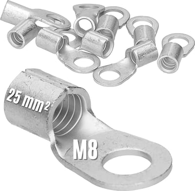 10 stuks Kalitec Q25-8 krimpkabelschoen 25mm² M8 I ongeïsoleerd I doornpersing I voor meerdradige, fijne en ultrafijne geleiders I kabelschoen 25mm² volgens DIN 46234