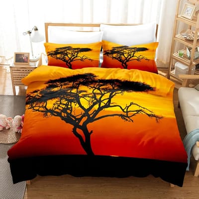 Goldon Sunset beddengoedset tropisch strand vakantie dekbedovertrekset meisjesbedovertrekset Sunrise dekbedovertrek kussensloop eenpersoons-dubbel US Twin(172x218cm)