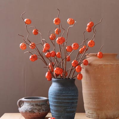 Pompoen Herfst Stengels - Kunstmatige Takken Nep Pompoenen - Herfst Decoratie - Levenschte Pompoenen - 65 cm - Oranje