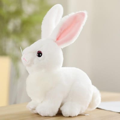 2540Cm Simulation Mignon Blanc Gris Kaki Fourrure de Lapin en Peluche Animal Réaliste Lapin de Pâques Lapin de Simulation Modèle de Jouet Cadeau 25CM blanc