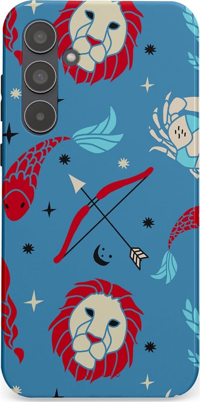 Casetastic hoesje geschikt voor Samsung Galaxy A55 - Dubbellaagse bescherming - Zodiac in verbinding - Fashion Case - Petrol Bordeaux Grijs