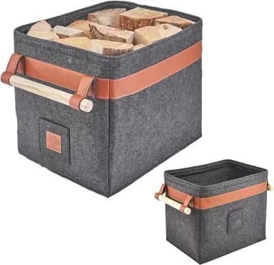 Multifunctionele Vilten Opbergmand - Opvouwbare Tas voor Brandhout, Boodschappen en Meer (Zwart)
