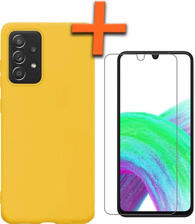 Hoes - Met Screenprotector - Geschikt voor Samsung Galaxy A33 - Sterk & Shockproof - Back Cover - Siliconen Case - Telefoon Hoes - Geel