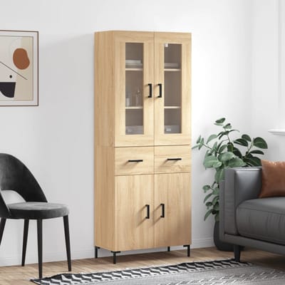 vidaXL - Hoge - kast - 69,5x34x180 - cm - bewerkt - hout - sonoma - eikenkleurig