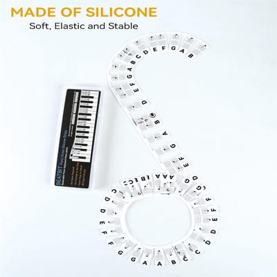 QTTVBTNA -Piano Oplegger - Keyboard Noten Gids - Toetsenbelettering Zonder Stickers - Siliconen Toetsenbord voor 61 & 88 Toetsen - Verwijderbaar & Herbruikbaar - Voor Beginners - Piano Accessoires - Zwart/Wit