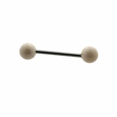 Aramat Jewels | Tongpiercings | Trendy Parel Tongpiercing -Staal | Creme | |6mm | Staal | Volwassenen | Verkleurd niet