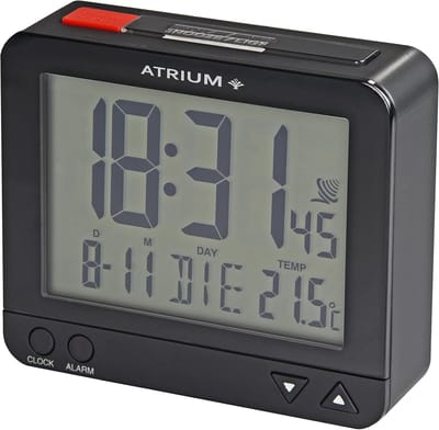 Digitale Radiogestuurde Wekker Zwart met Snooze, Datum en Temperatuurweergave