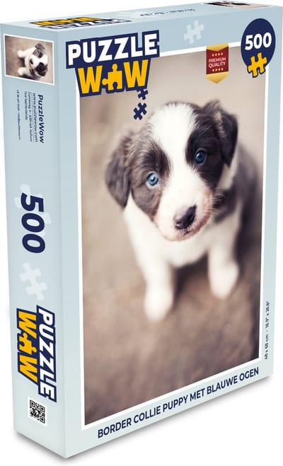 Puzzel Border collie puppy met blauwe ogen - Legpuzzel - Puzzel 500 stukjes