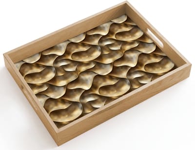Dienblad hout 40x30 cm - Schootdienblad - Abstract - Antiek - Goud - Borrelplank rechthoek - Plateau dienbladen