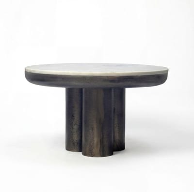 Salontafel Rond - Bijzettafel Loungetafel - Woonkamer Decoratie - Handgemaakt Uniek Stuk - 60cm Diameter - Wit Marmer Zwart