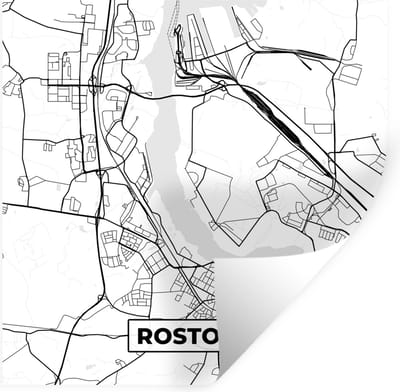 Muurstickers - Sticker Folie - Kaart - Rostock - Plattegrond - Stadskaart - 100x100 cm - Plakfolie - Muurstickers Kinderkamer - Zelfklevend Behang XXL - Zelfklevend behangpapier - Stickerfolie