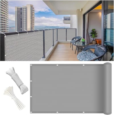 Balkon Privacy Scherm - Inkijkbescherming Hek - Tuin Terras - Sneldrogend UV-Bescherming - 140x1000 cm - Grijs