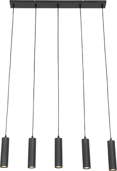 QAZQA jeana - Moderne Hanglamp eettafel - 5 lichts - L 800 mm - Zwart - Woonkamer | Slaapkamer | Keuken